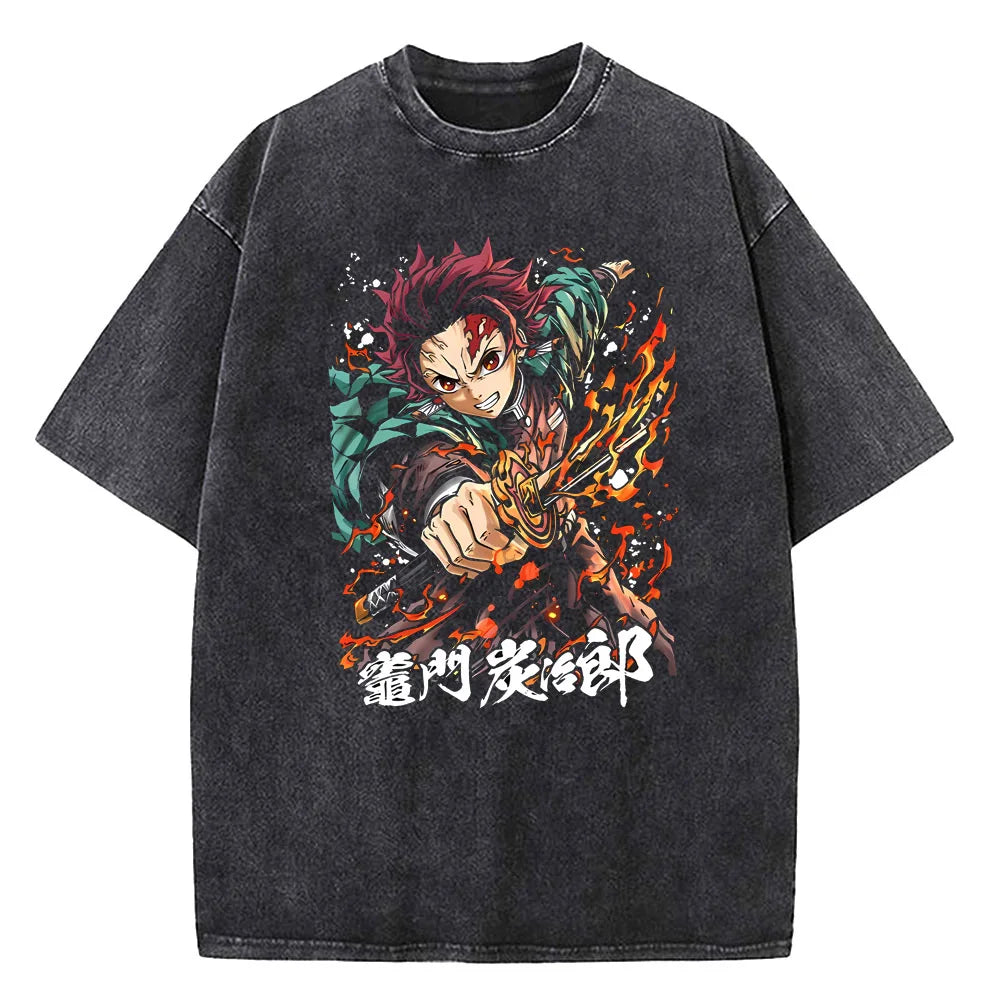 Japanese Anime Demon Slayer Washed Tshirt
