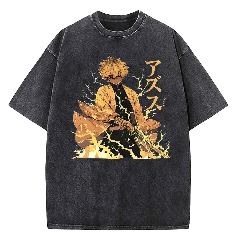Japanese Anime Demon Slayer Washed Tshirt