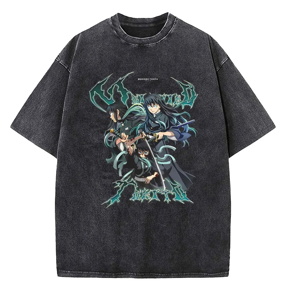 Japanese Anime Demon Slayer Washed Tshirt